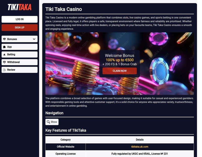 Casino tiki taka, tiki taka play casino